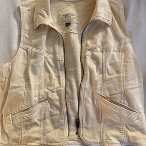 American Eagle Outfitters Cream Zip Front Vest